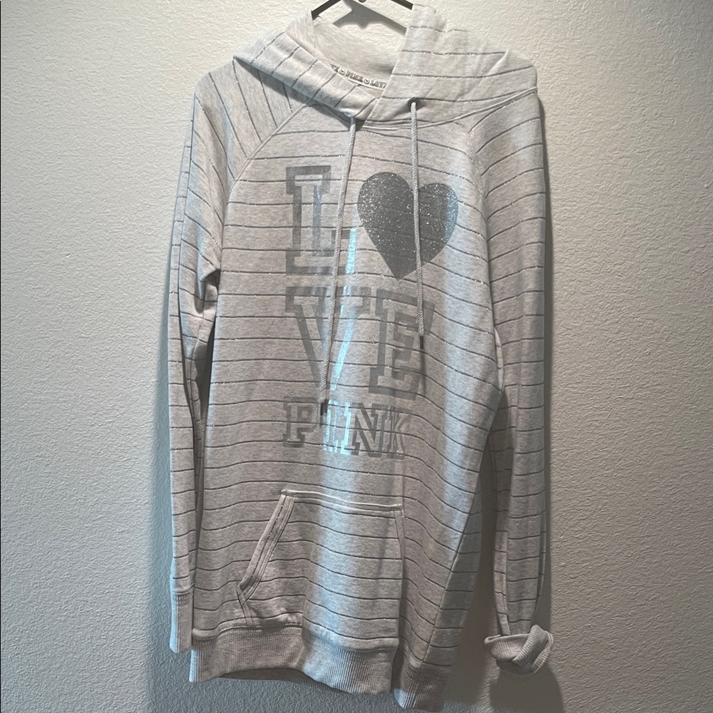 Gray Striped Hoodie